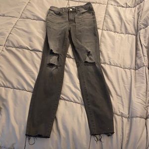 Good American - Good Waist, Black Ripped/Distressed Jeans